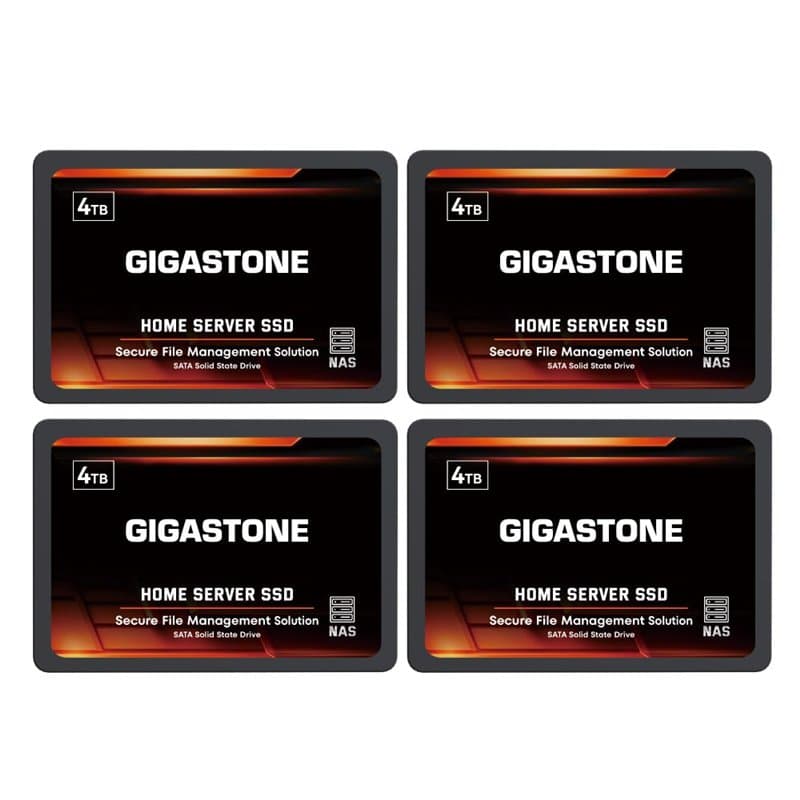 Gigastone Serveur SSD 4To (Lot de 4) NAS SSD Cache 24h/24, 7j/7 Haute Endurance Business Secure Personal Cloud Créatif Professio