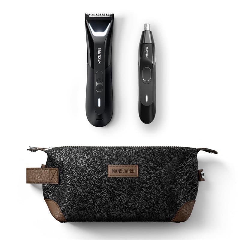 MANSCAPED® The Perfect Duo 5.0 contient : la tondeuse électrique pour l'aine et le corps The Lawn Mower® 5.0 ULTRA, la tondeuse