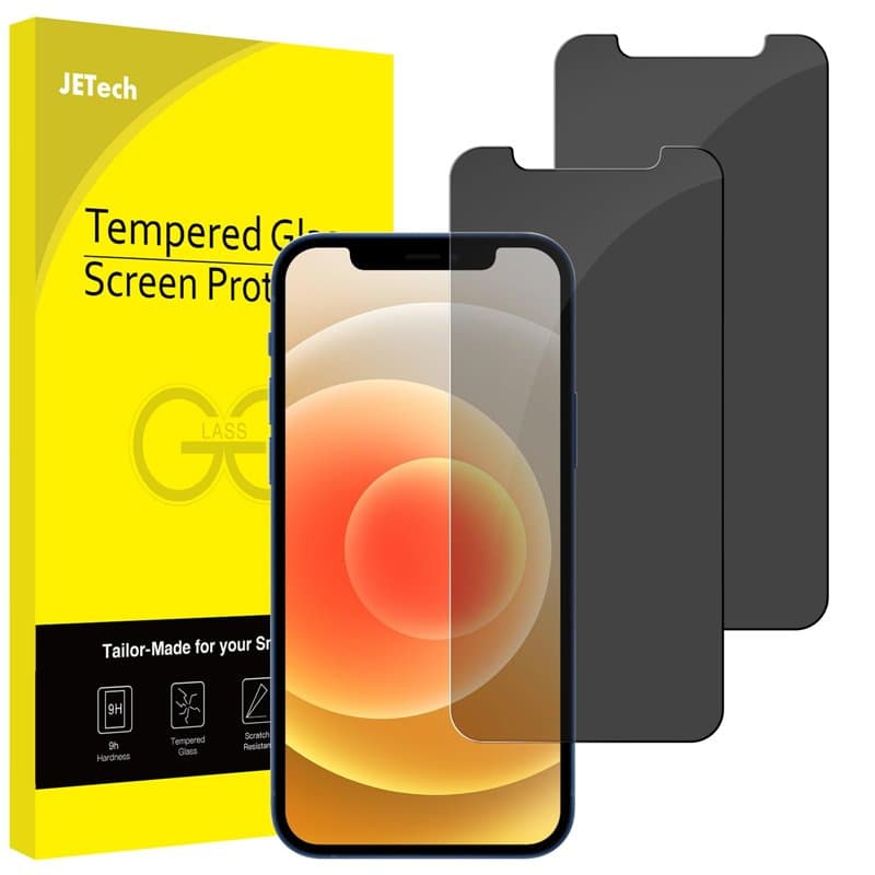 JETech Protection d'Écran pour iPhone 12/12 Pro 6,1 Pouces, Film de Protection en Verre Trempé, Anti-Espion, Lot de 2