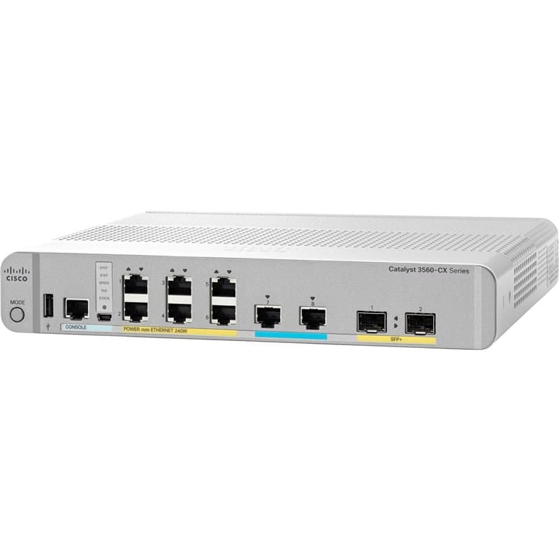 Cisco Commutateur réseau Catalyst 3560CX-8XPD-S, 6 Ports GbE et 2 Ports Multi-GbE, 8 Ports de Sortie PoE+, consommation PoE 240
