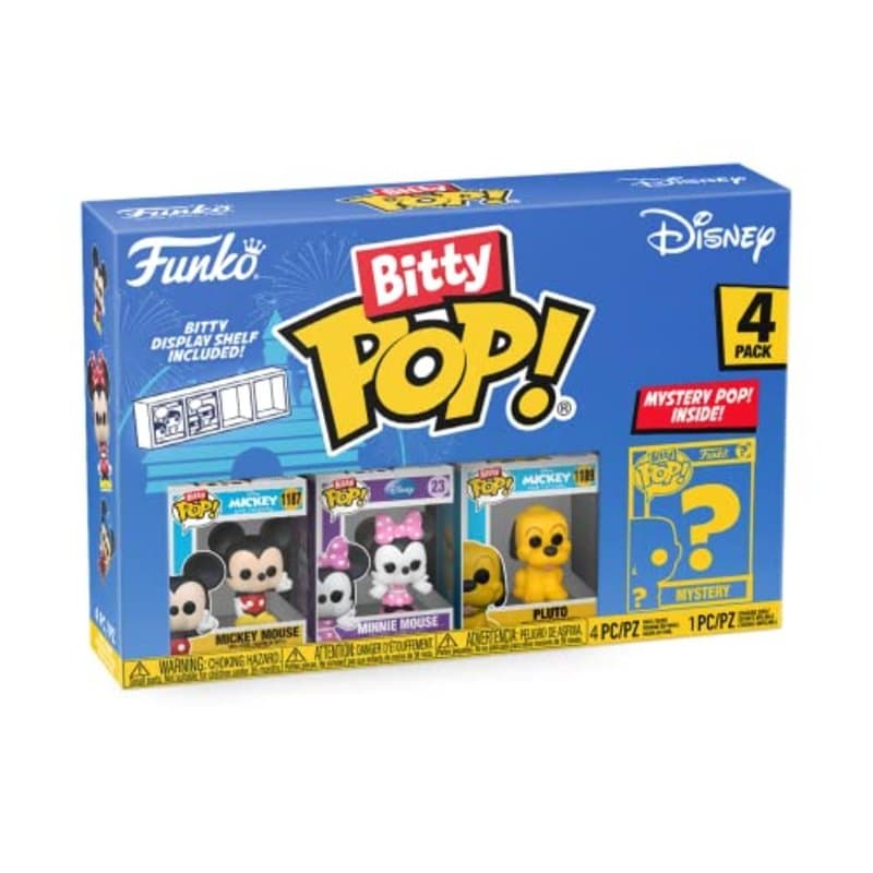 Funko Bitty Pop Disney - Mickey Mouse, Minnie Mouse (pink Dress), Pluto et une Mini-figurine Mystère en Surprise - 2.2 Cm Collec