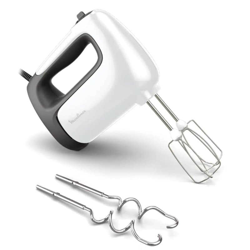 Moulinex HM462110 Prep'Mix Batteur, Puissance de 500 W, Fouets et crochets pour pétrir en acier inoxydable, 5 vitesses, réglage