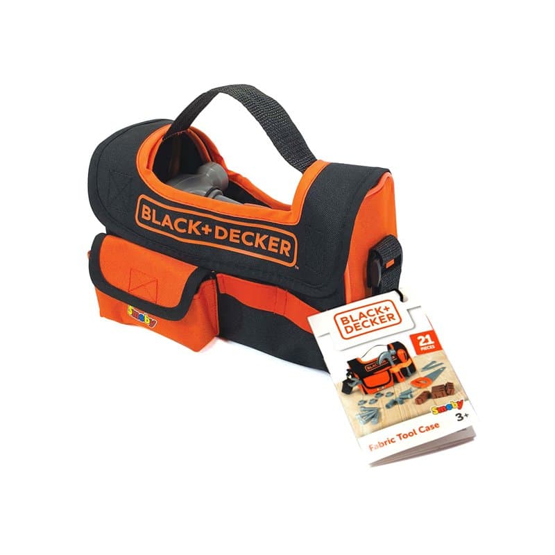 Smoby - Black+Decker - Caisse à Outils Tissu - Jouet Bricolage Enfant - 4 Outils et Accessoires Divers - A Partir de 3 Ans