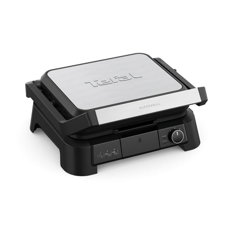 Tefal SuperGrill 3-en-1, Gril de contact, Appareil croque-monsieur et gril d'intérieur, Thermostat réglable, 3hauteurs possibles