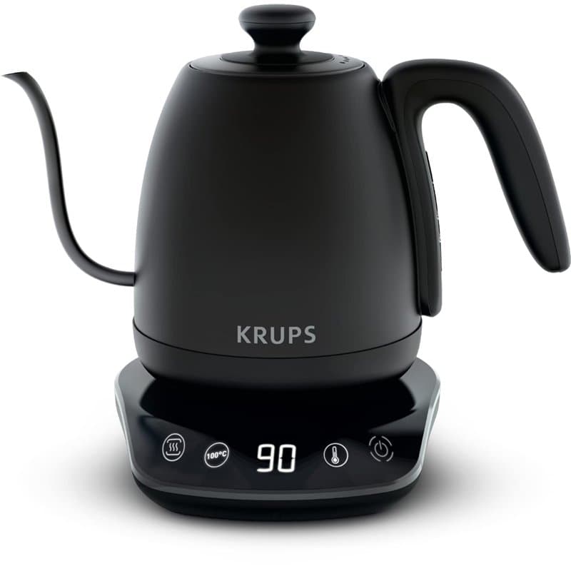 Krups Bouilloire col de cygne, Polyvalente, Thé, Café, Infusion, 8 températures, Maintien au chaud 30 min, Couvercle amovible, C