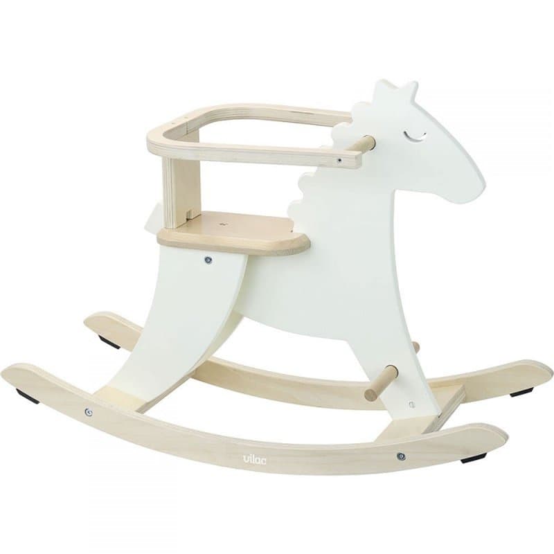 Vilac - Hudada - Cheval à Bascule - Jouet en Bois Durable - Label EPV & Savoir Faire du Jura - Arceau de sécurité - Repose Pied