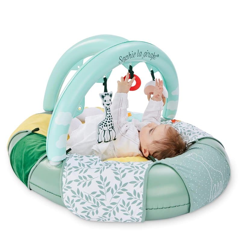 Sophie la Girafe Cocoon'Aire Leuf - Tapis d'Éveil Evolutif avec Arche d'Activités - Matelas Gonflable 3 Positions - Éveil Sensor