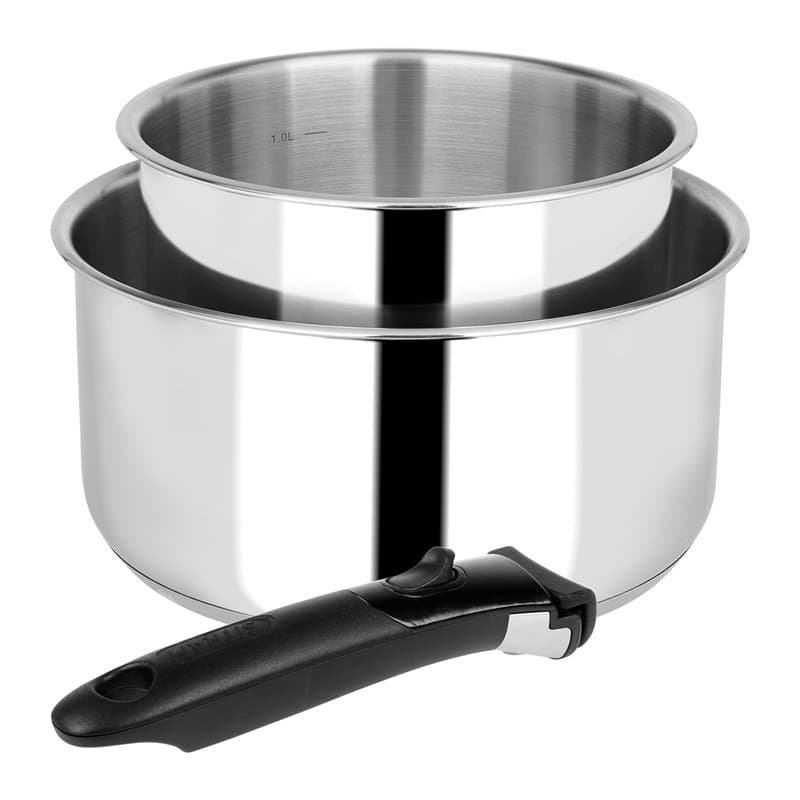 Sitram 715071 Lot de 2 Casseroles Inox Ø 16-20 cm Gamme ARPEGE - Revêtement intérieur anti-adhésif sans PFOA + manche amovible -