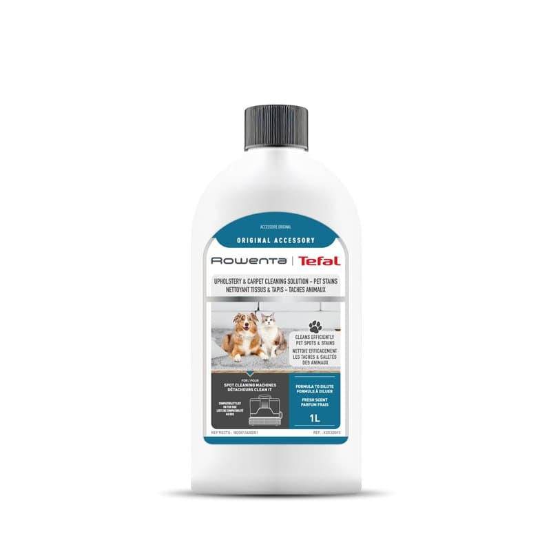 Rowenta Clean It Solution Solution nettoyante tissus et taches d’Animaux pour tissus et tapis - 1L XD5320F0, Blanc