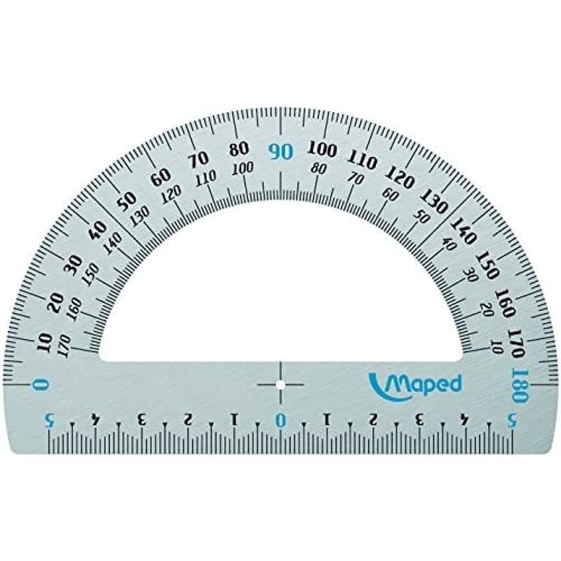 Maped - Rapporteur 180° Base 12 cm - Rapporteur de Traçage pour Mesure d’Angle 180 Degrés en Aluminium Résistant et Durable
