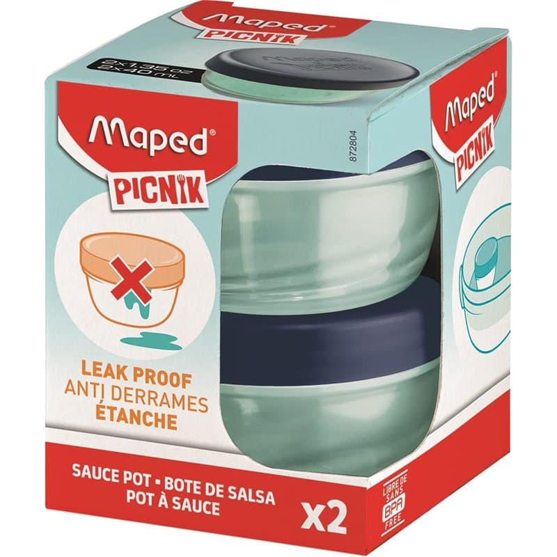 Maped Picnik - Pot à Sauce Origins x 2 - Étanche - Contenance 40ml - Compatible avec Bol à Déjeuner Origins - 2 Pots, Couleur Bl