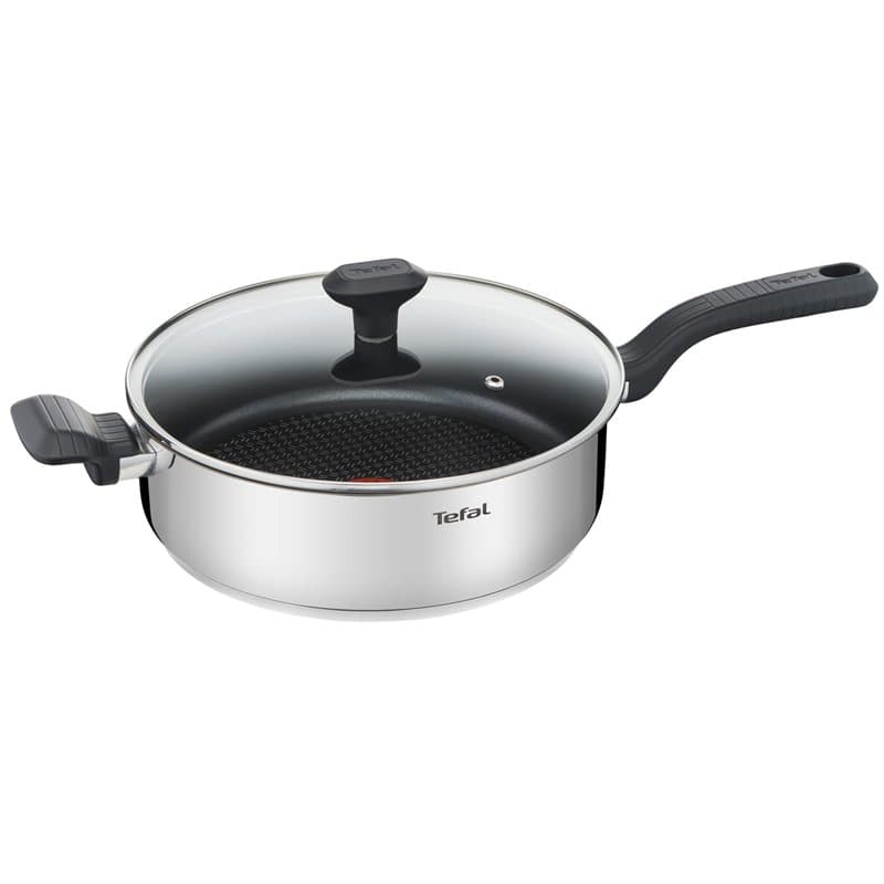 Tefal Comfort Max Sauteuse 26 cm + couvercle verre, Induction, Acier inoxydable haute qualité, Revêtement antiadhésif, Indicateu