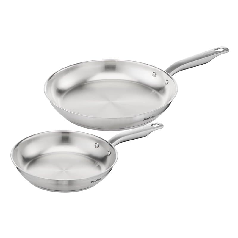 Tefal Virtuoso Lot de 2 poêles 24/28 cm, Induction, Garantie 10 ans, Acier inoxydable de qualité premium, Saisie parfaite, Recet