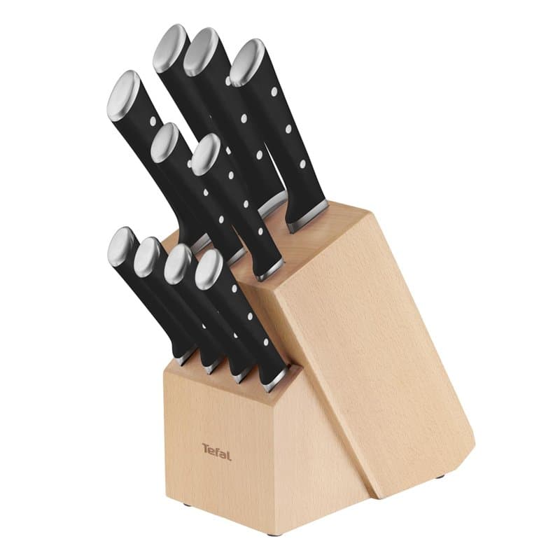 TefaI Ice Force Ensemble 11 pièces Bloc couteaux de cuisine + 10 couteaux, Lames en acier inoxydable allemand, Garantie 10 ans,