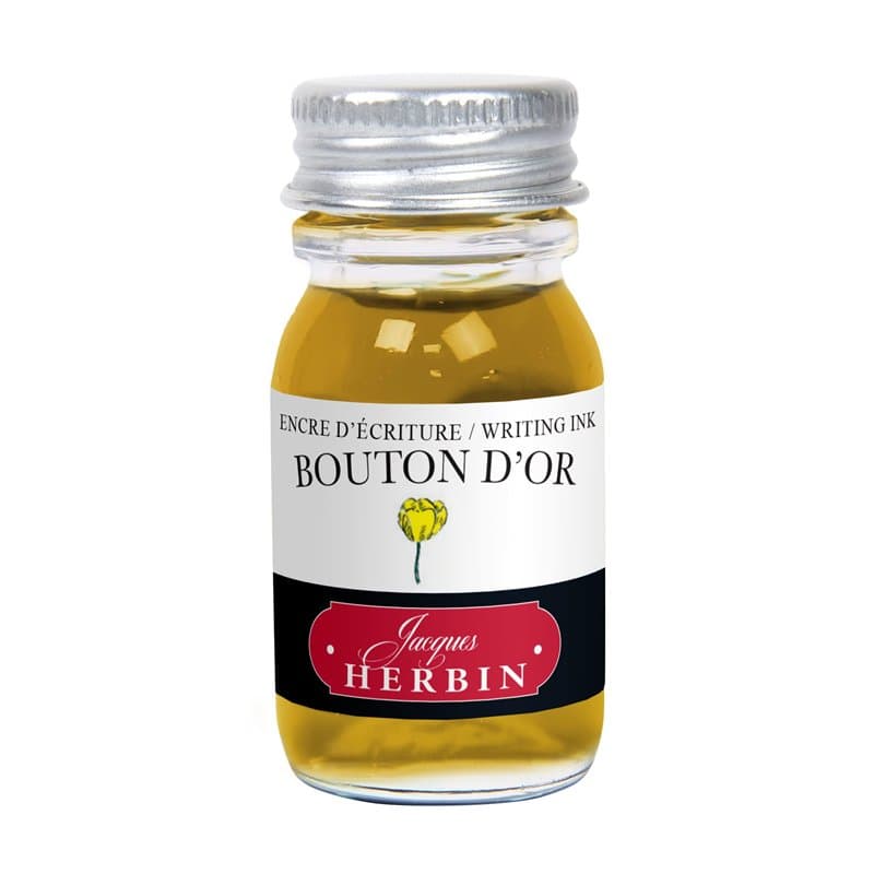 Jacques Herbin 11553T - Encre d'écriture et de dessin - Stylo-plumes et stylos roller - Jaune bouton d'or - 10 ml - Fabriqué en