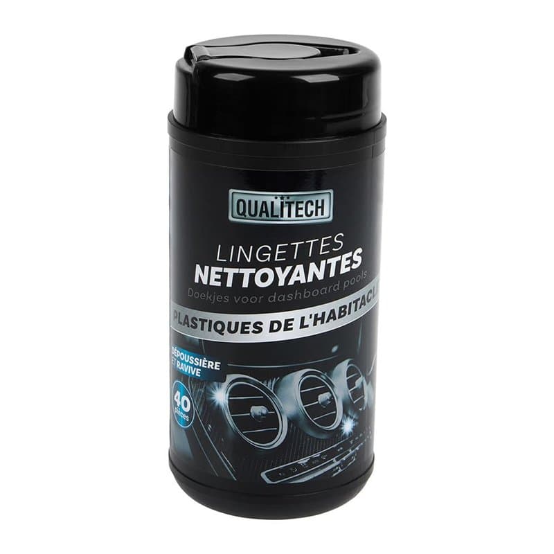 TURBOCAR - Lingettes nettoyantes, lingettes nettoyantes voiture - Lingettes nettoyantes plastiques intérieurs - Boîte de 40 ling