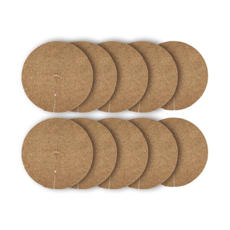 La Cordeline Lot 10 Disques Paillage Ø 40 cm Fibre Coco Naturel 900g/m² - Tapis Protection Plante, Mauvaises Herbes, Protection