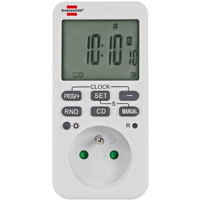 Brennenstuhl Programmateur hebdomadaire Comfort-Line blanc (prise programmable digitale, minuterie hebdomadaire pour l'intérieur