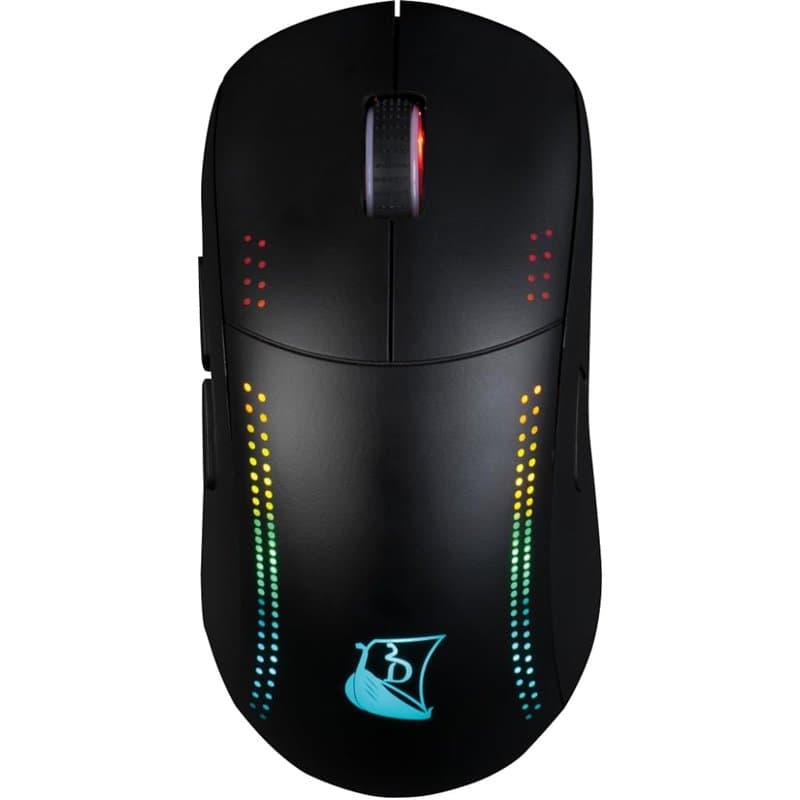 Konix Drakkar Souris Gaming sans Fil ambidextre Asgard pour PC - Batterie 600 mAh - Récepteur 2,4 GHz - Rétroéclairage LED - Noi