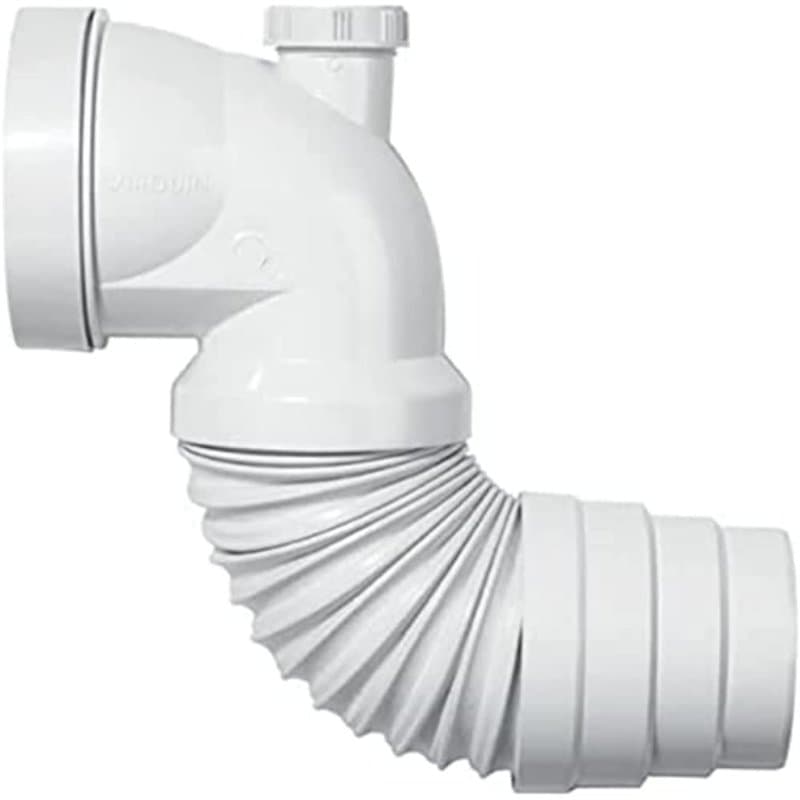 Wirquin 70718814 Pipe wc coudée extensible, à coller avec piquage pour évacuation toilette, blanc