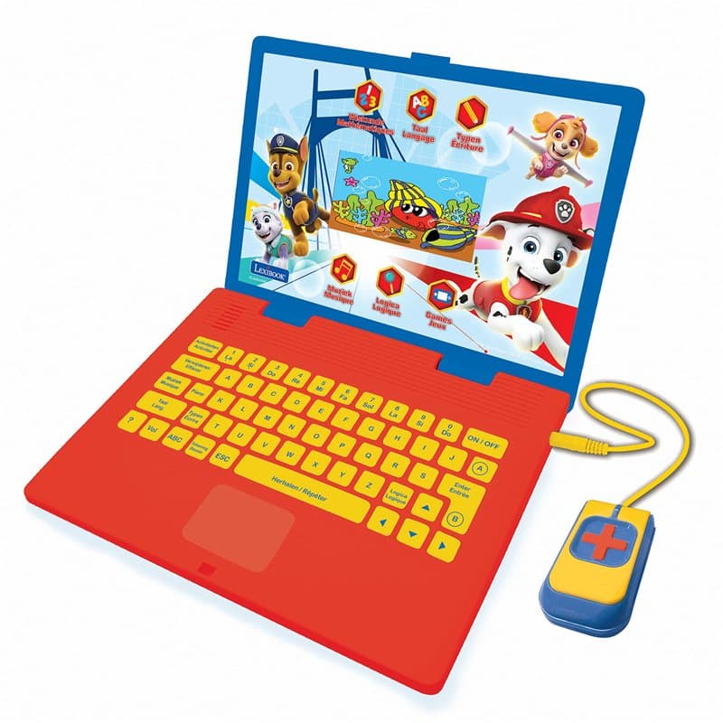 Lexibook, La Pat Patrouille, Ordinateur Portable éducatif bilingue néerlandais/français, Jouet pour Enfant avec 130 activités d'