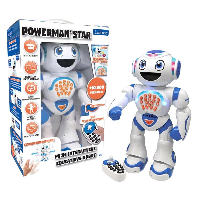 Lexibook, Powerman® Star, Robot télécommandé, Parle et Marche, Programmable STEM, pour Enfants 4+, Version néerlandaise, Blanc/B