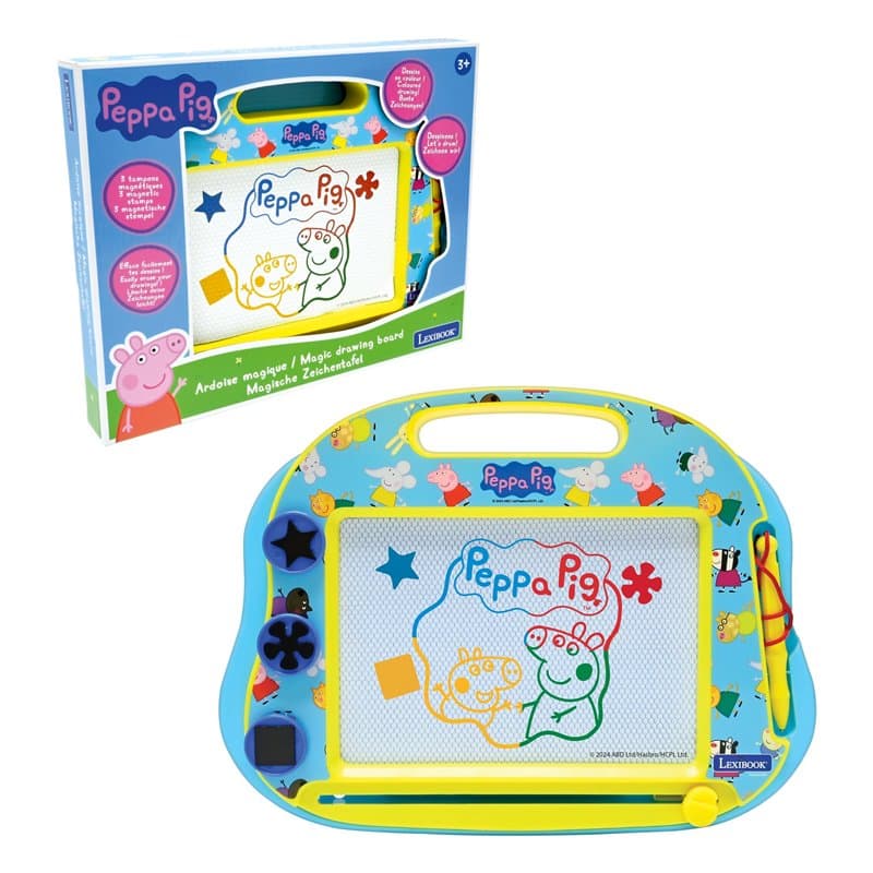 Lexibook, Peppa Pig, Ardoise magique multicolore, 3 tampons magnétiques et stylet inclus, Jouet artistique et créatif pour dessi