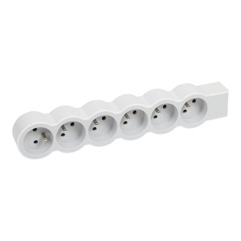 LEGRAND - Multiprise Extra-Plate à Câbler - 6 Prises avec Terre - Livrée Sans Cordon/Sans Fiche - Blanc et Gris Clair