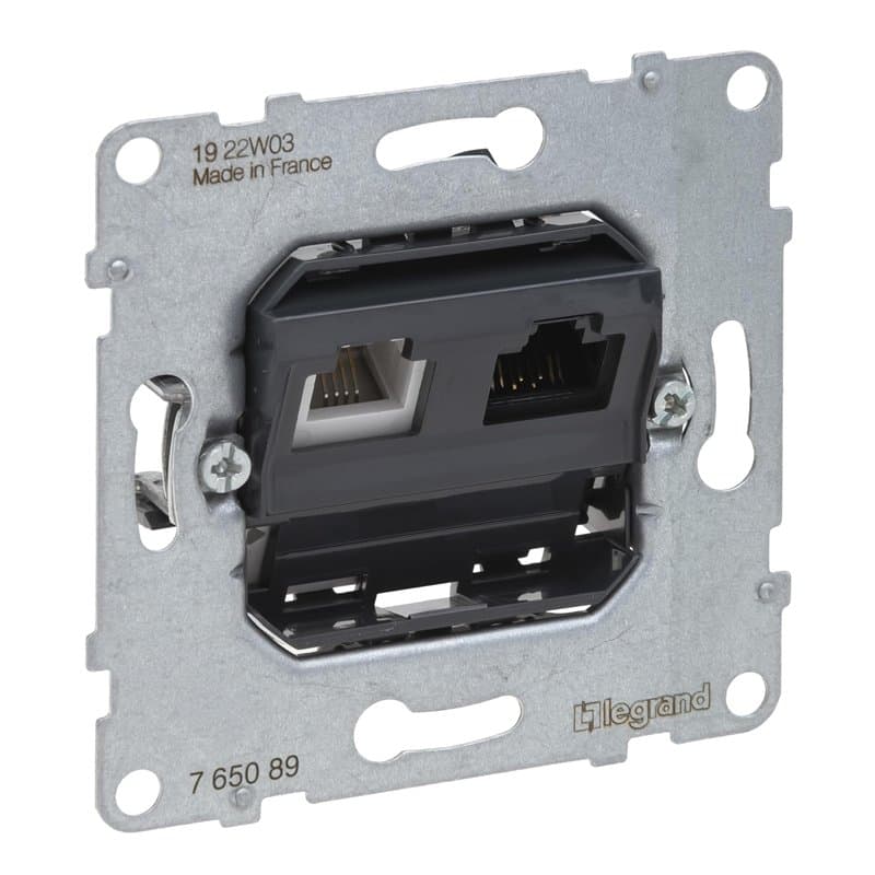 LEGRAND, SEANO 765089 Prise de données RJ11 + RJ45 Cat.6 UTP avec connecteur RJ11 pour téléphone et connexion de données (RJ45,