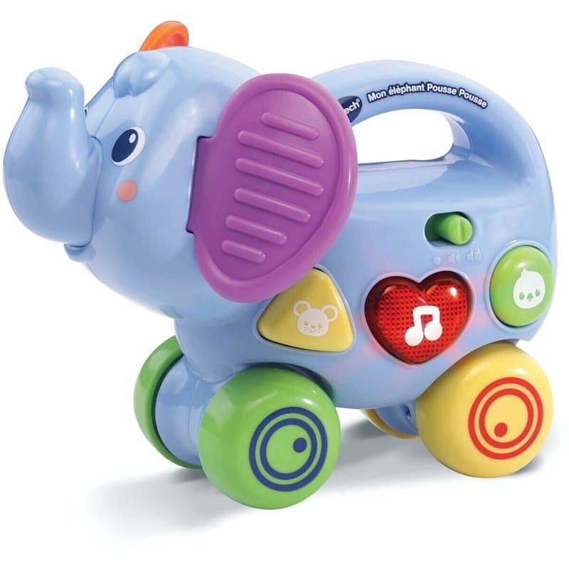 VTech- Elephant Pousse Baby Jouet Premier Age, 80-513605, Multicolore - Version FR
