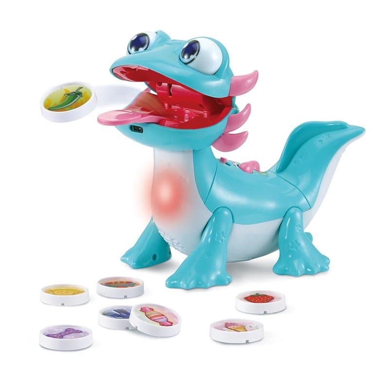 VTech - Zébulon, Mon Compagnon Glouton, Animal Interactif Axolotl Qui Parle, Chante, Mange et Réagit, Découverte en Couleurs des