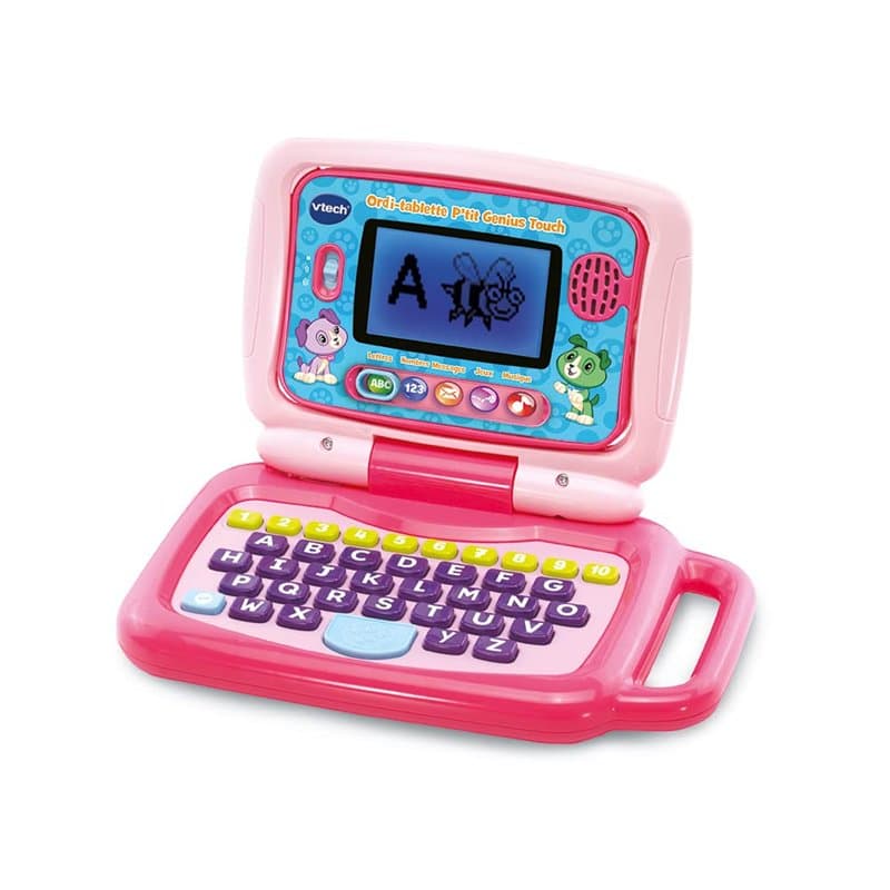 VTech - Tablet Ordi-P'tit Genius Touch Rose – Ordinateur pour Enfant, Tablette Educative - 2/6 Ans – Contenu en français