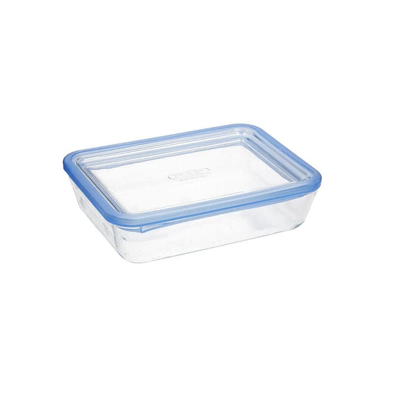Pyrex Pure Glass - Boîte de conservation alimentaire en verre aver couvercle en verre hermétique 22 x 17 x 8 cm - 1,5L | Compati