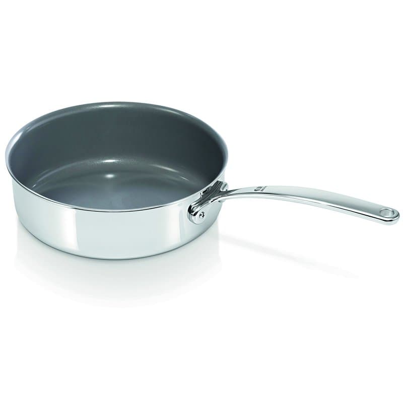 Bekaline 13415254 Tri Lux Sauteuse + couvercle en acier inoxydable Triply intérieur céramique 24 cm, Argenté