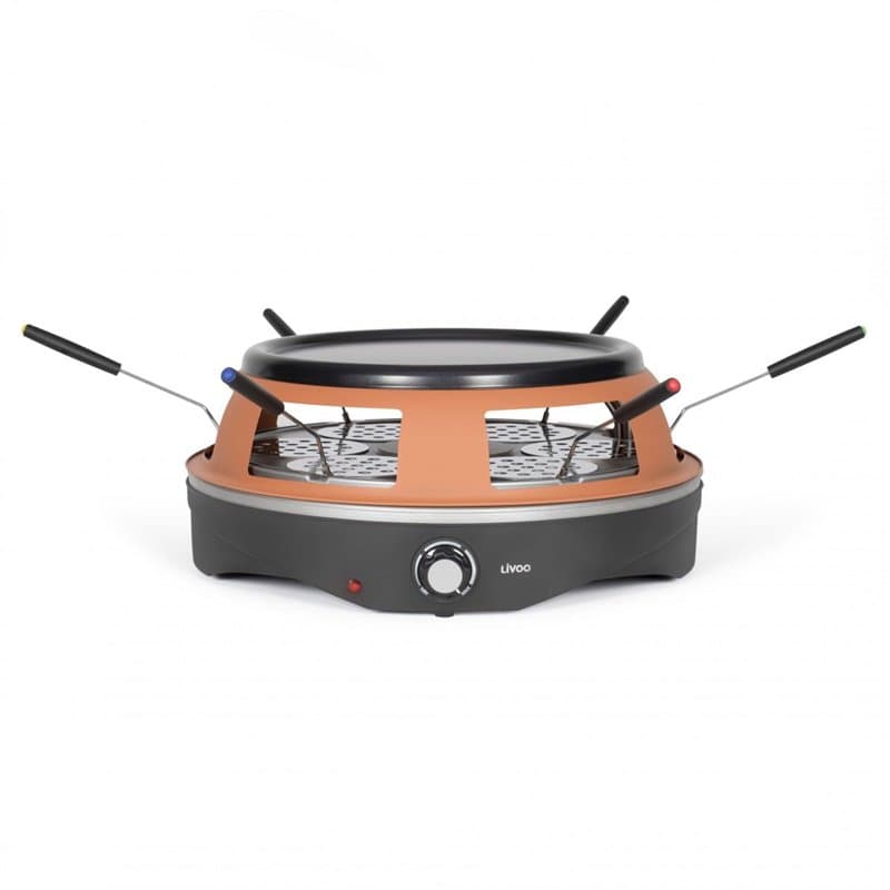 Livoo - Four à pizza DOC304, 6 personnes, 1200W, mini pizza de ⌀ 10 cm, thermostat ajustable, plateau amovible, 6 mini pelles à