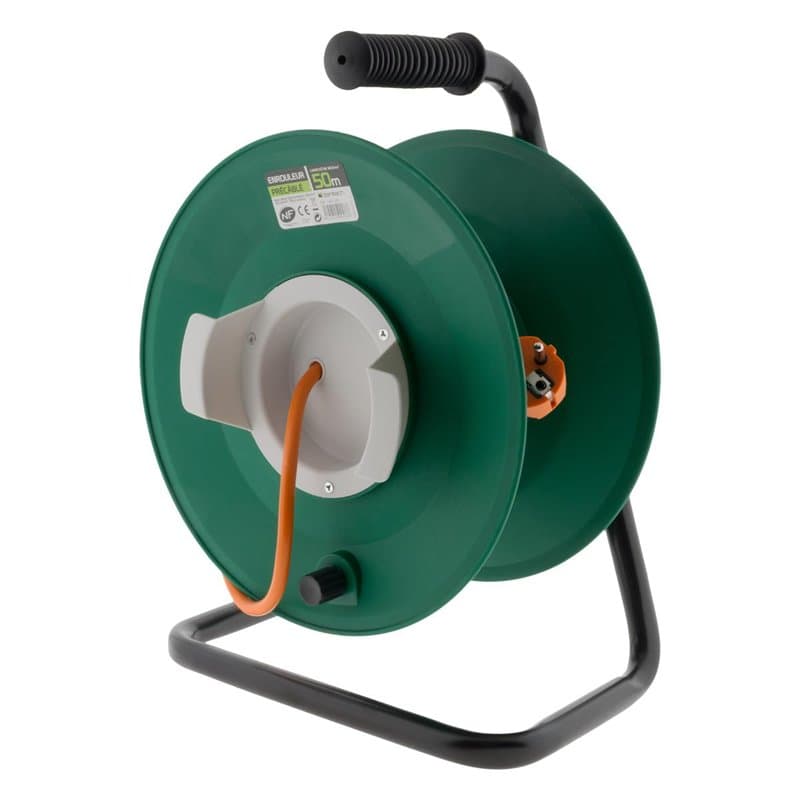 Enrouleur jardin vide précâblé en 3G1,5 mm² 70cm pour prolongateur de jardin avec coupe circuit thermique- Zenitech