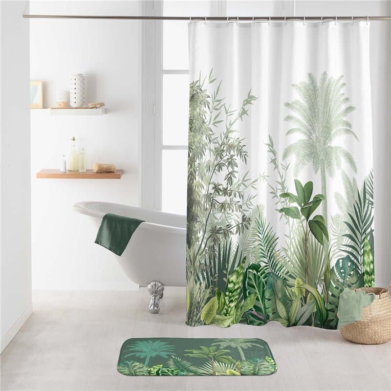 Douceur d'intérieur, Rideau de Douche avec Crochets (180 x 200 cm) Vagabonde, Polyester Imprimé