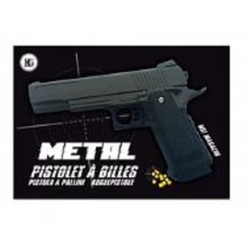 Pistolet a Billes 23 cm Metal Noir Spring 0.300 Joules Vente Interdite Aux Personnes Âgées De Moins De 14 Ans…