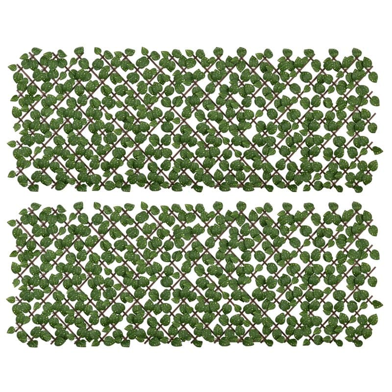 Outsunny Lot de 2 haies artificielles Treillis Extensible - Brise-Vue canisse végétale Feuillage réaliste, intérieur extérieur,