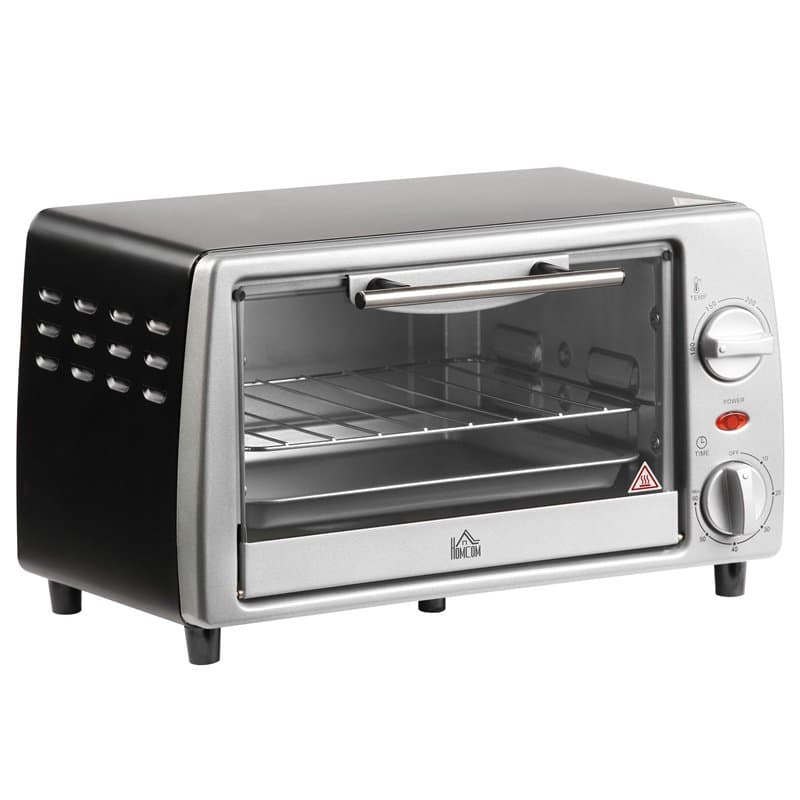 HOMCOM Mini four électrique 10L avec 1 grille et 1 plateau, température réglable de 100°C à 230°C, Minuteur 60 min 36,5x26x22cm