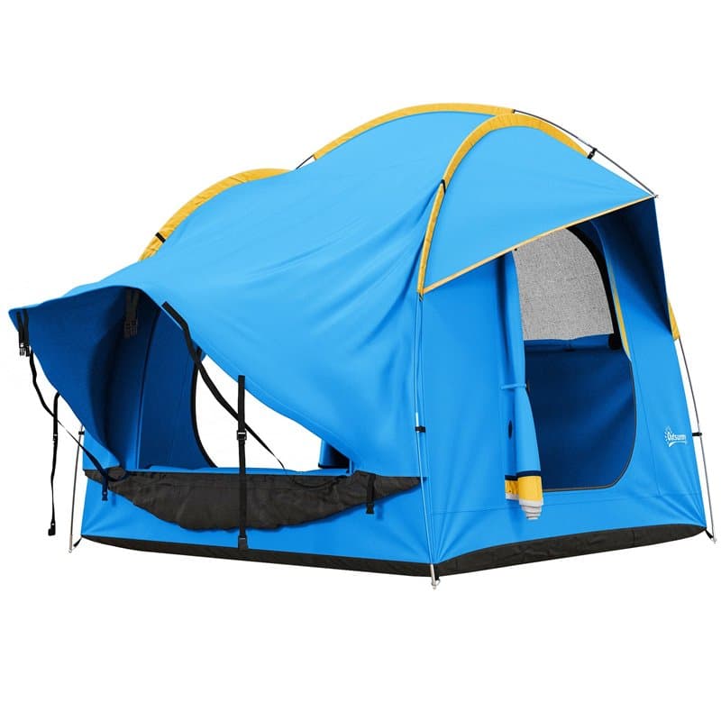 Outsunny Tente de Voiture hayon Famille 5-6 Personnes Tente de Camping pour SUV avec 3 Portes et fenêtre en Maille, pour Trekkin