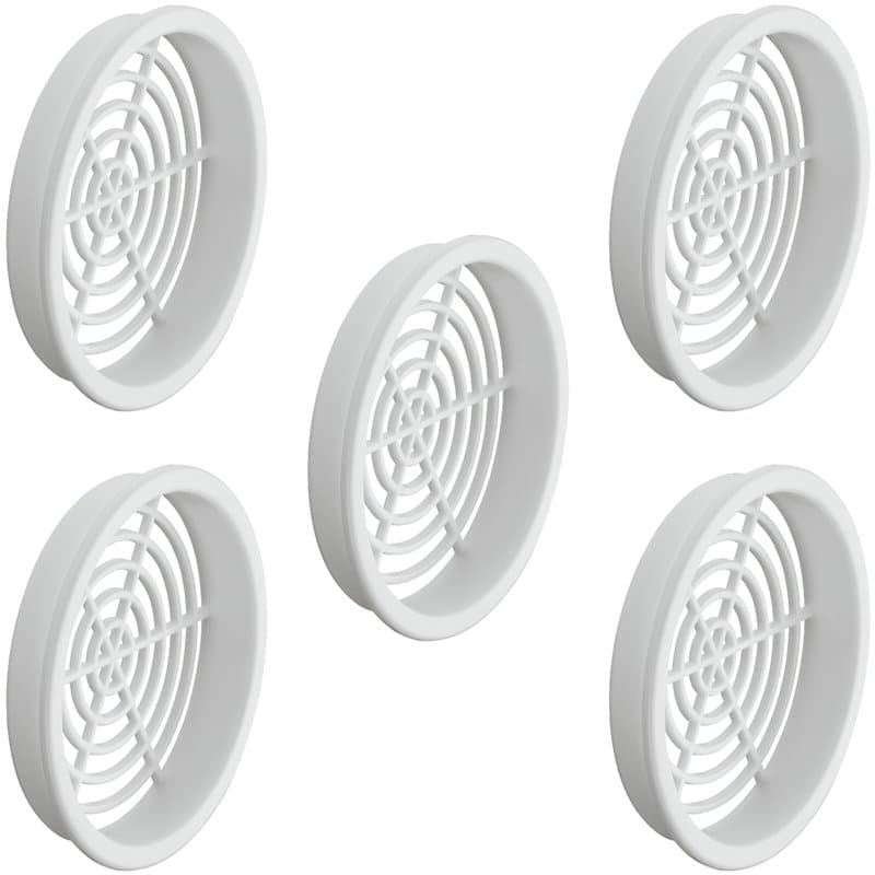 cyclingcolors 5x Grille de ventilation aération ronde plastique diamètre encastrement 60mm hauteur 9mm cache protection plafond