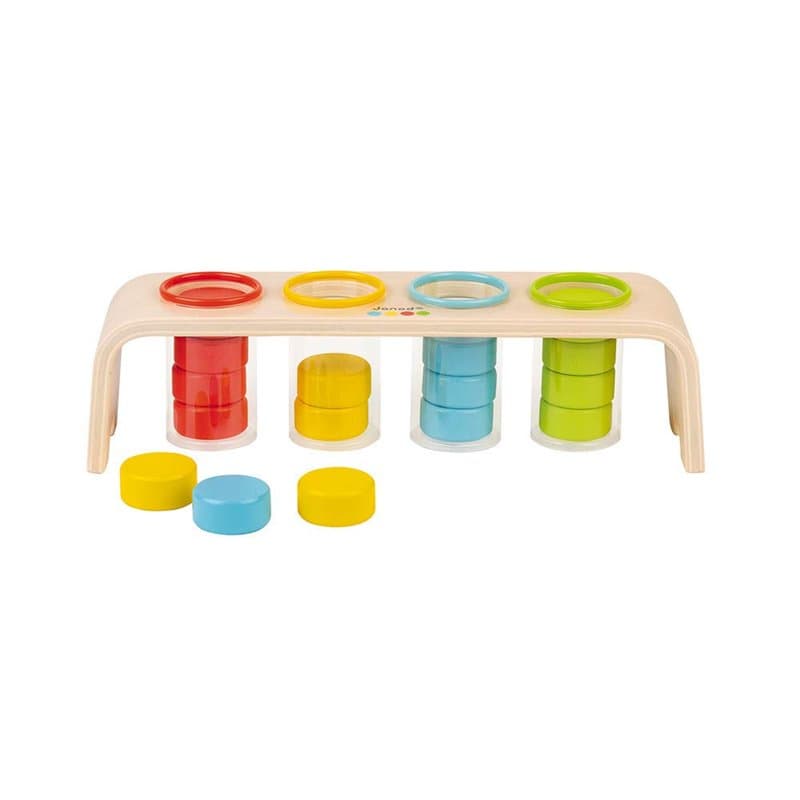 Janod - Essentiel - Tri des Couleurs - Jeu Educatif Premier Âge en Bois - Apprentissage des Couleurs et Motricité Fine - Peintur