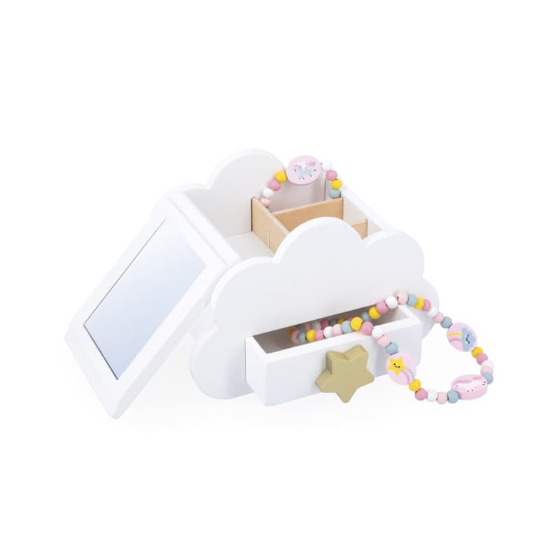 Janod - Boite à Bijoux avec Ouvertures Secrètes - Livré avec 1 Bracelet et 1 Collie sur Le Thème Licorne - avec Tiroir et Miroir