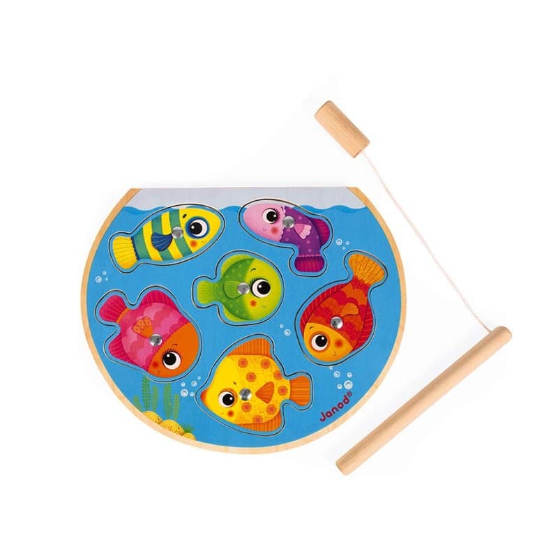 Janod - Speedy Fish Puzzle Game - Develops Fine Motor Skills and Concentration - From 18 Months Old, J07088, Multicolore, Taille