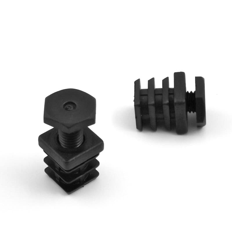 Ajile Embout Réglable Ajustable à Ailettes Entrant Patin Pied de Table Meuble Mobilier Tubulaire Carré en Plastique NOIR pour Tu