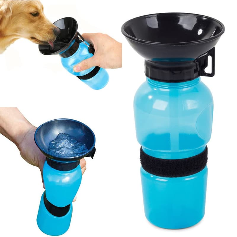 PARENCE - Bouteille d'eau pour Chien avec Bol intégré - Gourde d'eau de Voyage et Transport - Voiture, intérieur et extérieur -