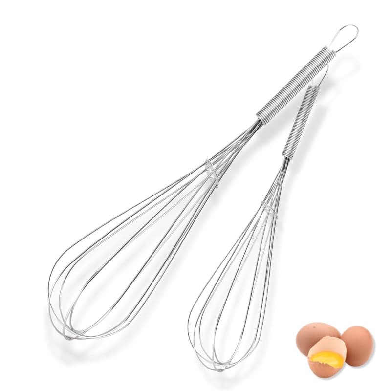 PARENCE.- Lot de 2 Fouets de Cuisine en Acier Inoxydable - 19 cm & 24 cm - Batteur à Œufs Manuel - Ustensiles Cuisine Mélange Un