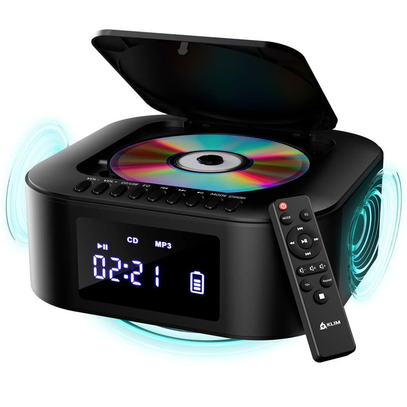 KLIM Boombox E1 + Poste Radio CD Portable + Extra Bass avec Subwoofer + Radio FM, CD, Bluetooth, USB, Bluetooth, MP3 + Mode Fila