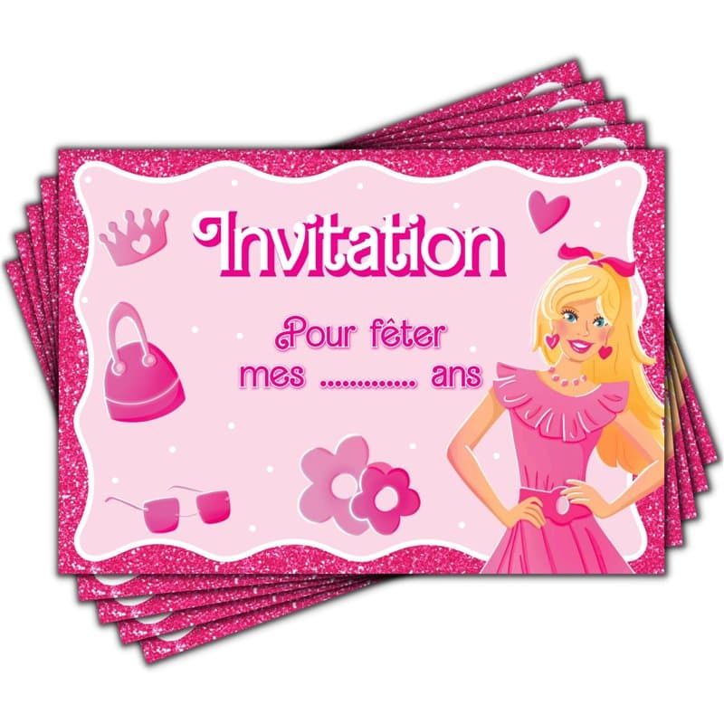 Magik Moments Kit Création Invitation Anniversaire Enfant à Gratter | Thème Barbie | 10 Cartes avec Stickers, Enveloppes et Auto